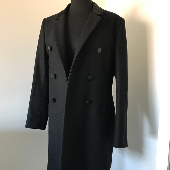 Kooples Double Breasted Wool Coat W Fur 